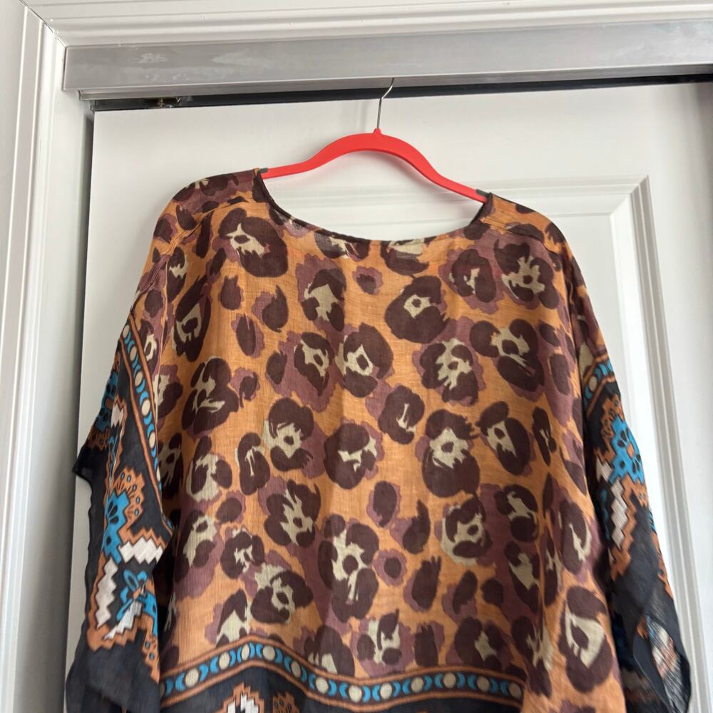 Theodora & Callum Leopard Print Boho Kaftan Ponch… - image 4
